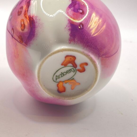 Vintage Arzberg Germany Porcelain Bud Vase Pink Cranberry White - Picture 7 of 9